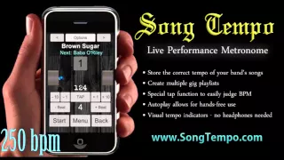 250 BPM Metronome - 10 Minutes Click Track - www.SongTempo.com