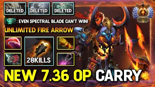 NEW 7.36A OP HARD CARRY Clinkz 28Kills Desolator + MKB Build Unlimited Fire Arrow DotA 2