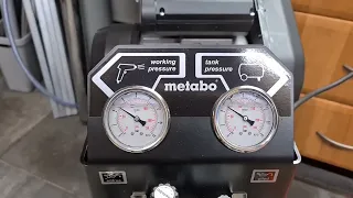 Pierwsze uruchomienie. Kompresor Metabo Mega 400-50 W.
