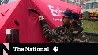 Homeless people are living in ice fishing tents at Halifax city hall