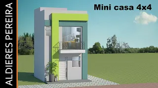 Mini casa 4x4 metros – Uma linda fachada com cores suaves!!!