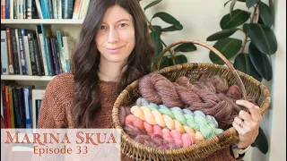 Marina Skua Ep 33 – Longing for sun, new alpaca colours, summer knitting, spinning bold fibre blends