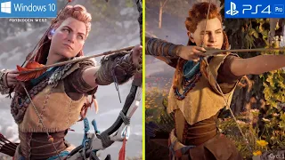 Horizon Zero Dawn PC vs PS4Pro Direct Comparisonمقارنة  بين هورايزون زيرو داون PC و نسخة ps4 pro