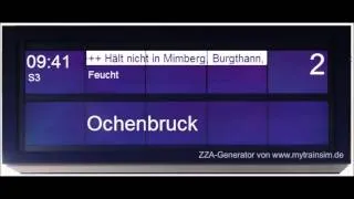 Ansage für S3 nach Neumarkt in Nürnberg Hbf