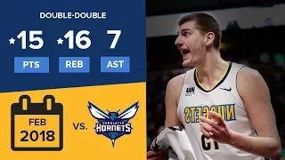 (05.02.2018) Nikola Jokić 15 pts, 16 reb, 7 ast vs. Charlotte Hornets (Highlights)