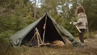 BUSHCRAFT TRIP - CANVAS TENT, WOOD STOVE, CHAIR MAKING, HOMEMADE TOOLS etc.