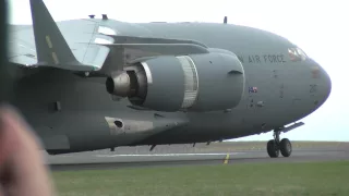 Royal Australian Air Force Boeing C17A Globemaster III Reversing Avalon Airshow 2015