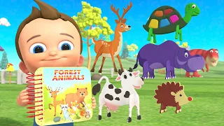 Little Baby Boy Fun Play with T-Rex Dinosaur and Learning Forest and Barn Animals Names for Kids 3D