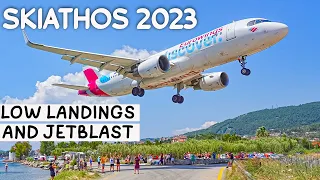 SKIATHOS Airport | Very Low landings and Jetblast departures (2023)