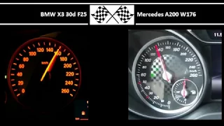 BMW X3 30d F25 VS. Mercedes A200 W176 - Acceleration 0-100km/h