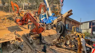 How To Repair The Cracked Chassis Of Excavator Machine // Hitachi Excavator Track Restoration