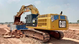 แข็งสุดๆถึงจะสะดุดแต่ก็ยังขุดไหว CATERPILLAR 349D2L ขุดแข็งผ่าภูเขาสร้างทางรถไฟรางคู่