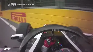 Marcus Ericsson "hits" Romain Grosjean - Baku 2018