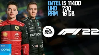 F1 22 tested on low end pc | Intel i5 11400 uhd 730 Graphics 16GB Ram