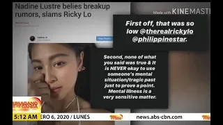 Nadine Lustre Nagsalita na sa isyu hiwalayan nila James Reid