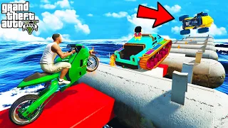 FRANKLIN TRIED IMPOSSIBLE DEEPEST WATER MEGA RAMP PARKOUR CHALLENGE CARS GTA 5 | SHINCHAN and CHOP