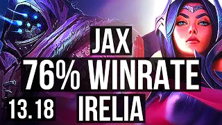 JAX vs IRELIA (TOP) | 76% winrate, 13/2/12, Dominating | KR Master | 13.18