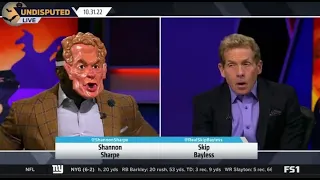 Shannon Sharpe dresses as Skip Bayless