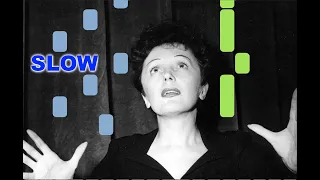 SLOW piano tutorial "HYMNE A L'AMOUR" Edith Piaf, avec partition gratuite