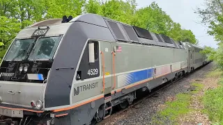 NJ Transit and C&D Action in Hackettstown, NJ with 4119, 4502, and a Multi-Level Set