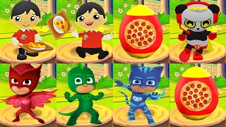 Tag with Ryan Lunchtime Ryan vs PJ Masks Catboy Owlette Gekko Update Pizza Mystery Egg Surprise