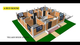 simple 4 bed room indian style house plan II 4 bhk house plan II simple 4 kamra ghar ka naksha