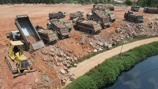 Ultimate Wonderful Techniques Development ,Bulldozer Push Big Stone Rock,Scania Truck Unloading Ep11