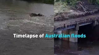 Timelapse captures rapidly rising floods in Australia