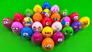Hunting Numberblocks inside Rainbow Dinosaur Eggs with CLAY Coloring! Satisfying ASMR Videos