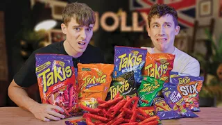 British guys try every flavour of Takis