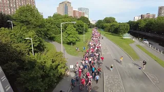 Overhead view of James Topp's Final march to The National War Memorial on Laurier Bridge Ottawa 4K60