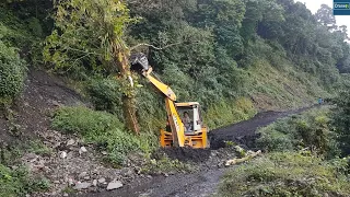 Making Vehicles Passable Landslide Hit Hillside Road with JCB Backhoe