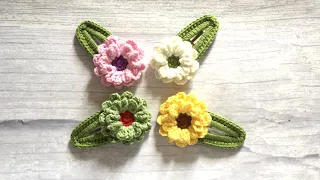 Crochet sun flowers hair clips, cute girls hair accessories.