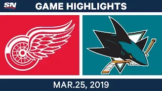 NHL Game Highlights | Red Wings vs. Sharks – March 25, 2019