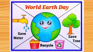 World earth day drawing ||world earth day poster drawing easy steps || save water poster making idea