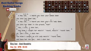 🎻 Hey Joe - Jimi Hendrix Bass Backing Track with scale, chords and lyrics