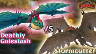 Deathly Galeslash vs Stormcutter - Thunder Run Racing Dragon Comparison | School of Dragons