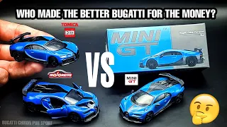 MiniGT VS Tomica VS Majorette - Bugatti Chiron Pur Sport Manufacturer Comparison | Who nailed it?