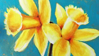 How to Paint Vibrant Daffodils LIVE Acrylic Painting Demonstration: Step by Step Painting Tutorial