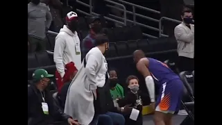 Chris Paul had to get a picture with Jayson Tatum’s son Deuce after the game💜