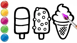 Ice cream Drawing|Ice cream drawing for kids toddler|Easy Drawing|ABCD Rhymes|likebarts