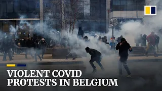 Violent protests break out in Brussels over Covid-19 restrictions amid record infections