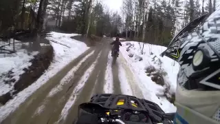 Snow Riding on BRP Outlander 1000 and Yamaha YZ 250 + падение