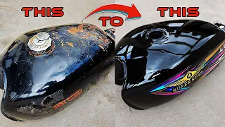 How to paint motorcycle fuel tank / Fuel tank restoration