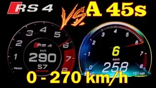 Who's Faster :Mercedes A45 s 421 HP vs Audi RS4 450 HP  Acceleration Sound 0-250km/h 100-250km/h