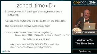 CppCon 2016: Howard Hinnant “Welcome To The Time Zone"