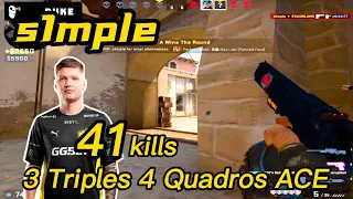 s1mple Mirage POV - 3 Triples＆1 Quadros Ace - 😮41Kills!  -  CSGO s1mple POV!