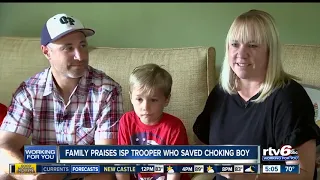 Family praises Indiana State trooper who saved choking boy