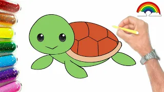 How to draw a cute tortoise | Easy turtle drawing for kids | painting | Art | step by step |coloring
