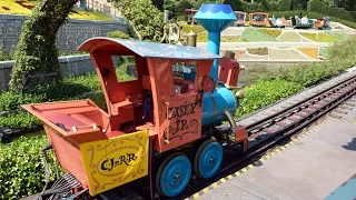 Casey Jr. Circus Train Full Ride at Disneyland, w/Matterhorn, Storybook Canal, Arrendelle Views